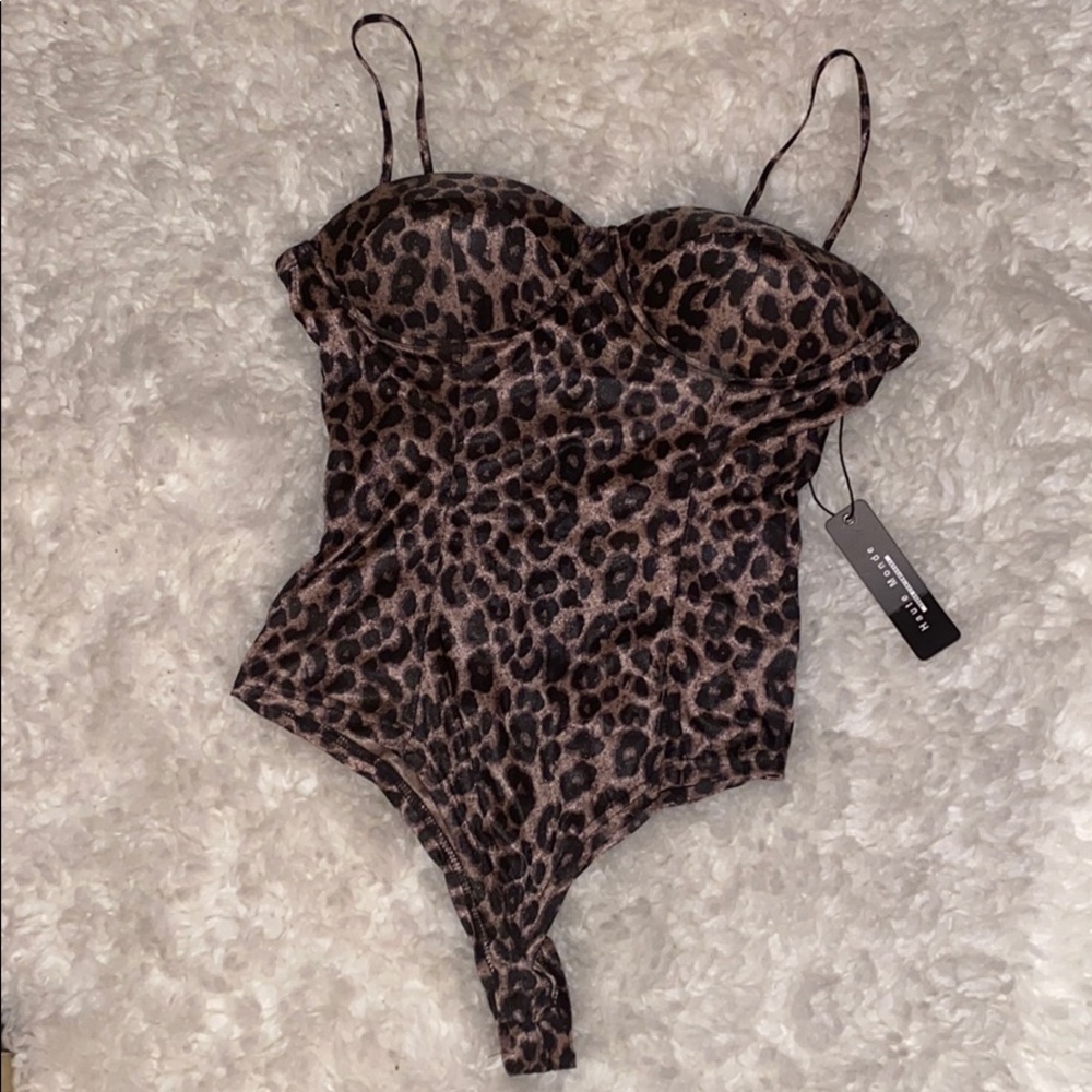 A leopard bodysuit